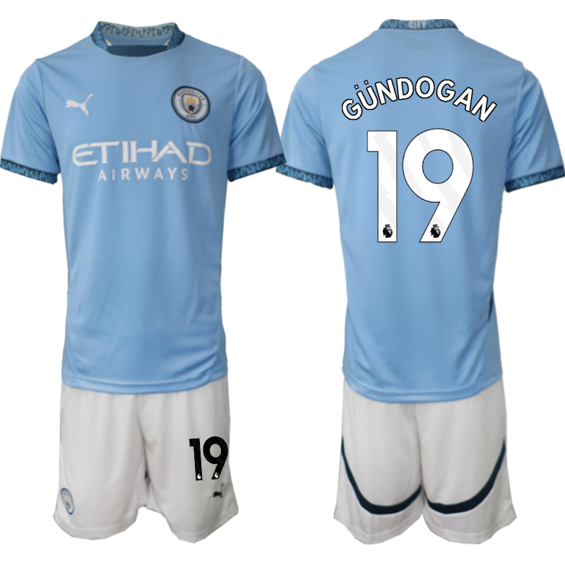 Men 2024-2025 Club Manchester City home blue #19 Soccer Jerseys